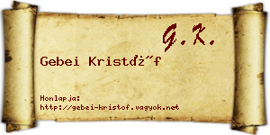 Gebei Kristóf névjegykártya